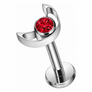 Titanium Labret Crescent Moon Zirconia Internally Threaded