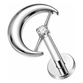 Titanium Labret Moon Zirconia Internally Threaded