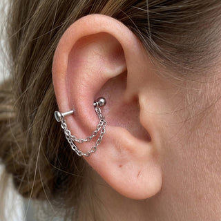 Titanium Labret Double Chain – getragen