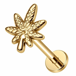 Titanium Labret Cannabis Leaf Internally Threaded
