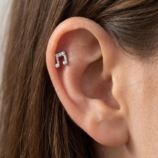 Titanium Labret Music Note Zirconia Internally Threaded