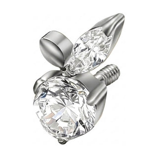 Titanium Top Round Stone Leaf Cluster Internally Threaded