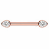 Titanium Nipple Piercing Clear Teardrop Zirconia Internally Threaded