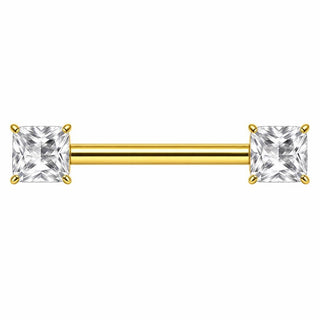 Titanium Nipple Piercing Square Cut Zirconia Internally Threaded