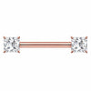 Titanium Nipple Piercing Square Cut Zirconia Internally Threaded