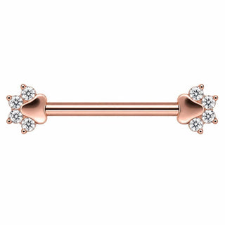 Titanium Nipple Piercing Animal Paw Print Zirconia Internally Threaded