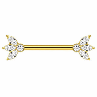 Titanium Nipple Piercing Marquise Petal Fan Internally Threaded