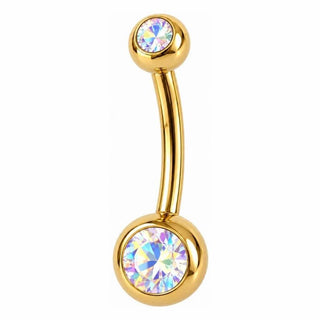 Belly Button Piercing Double Round Stone