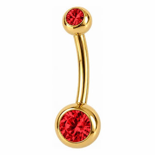 Belly Button Piercing Double Round Stone
