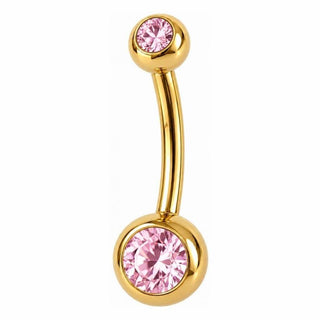 Belly Button Piercing Double Round Stone