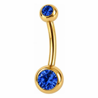 Belly Button Piercing Double Round Stone