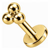 Silver 925 Labret Trinity Ball Cluster Internally Threaded