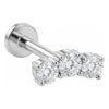 Silver 925 Labret Triple Stone Arc Internally Threaded