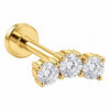 Silver 925 Labret Triple Stone Arc Internally Threaded