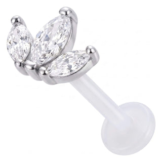 Titanium Labret Triple Marquise Stone Fan Internally Threaded