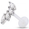 Titanium Labret Four Marquise Stone Curve Internally Threaded