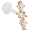 Titanium Labret Triple Marquise Stone Cluster Internally Threaded