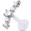 Titanium Labret Curved Five Stone Cluster Internally Threaded