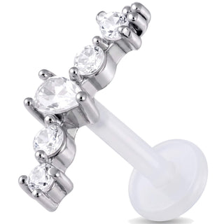 Titanium Labret Curved Five Stone Cluster Internally Threaded