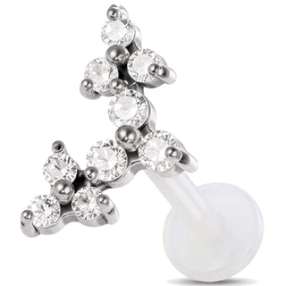 Titanium Labret Curved Stone Cluster Internally Threaded