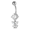 Titanium Belly Button Piercing Round Stone Butterfly Dangle Internally Threaded