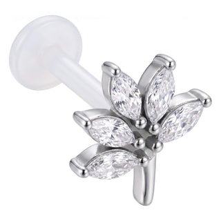Titanium Labret Stone Lotus Flower Internally Threaded
