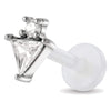 Titanium Labret Triangle And Round Stone Internally Threaded