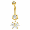 Belly Button Piercing Dangle Stone Bow Internally Threaded